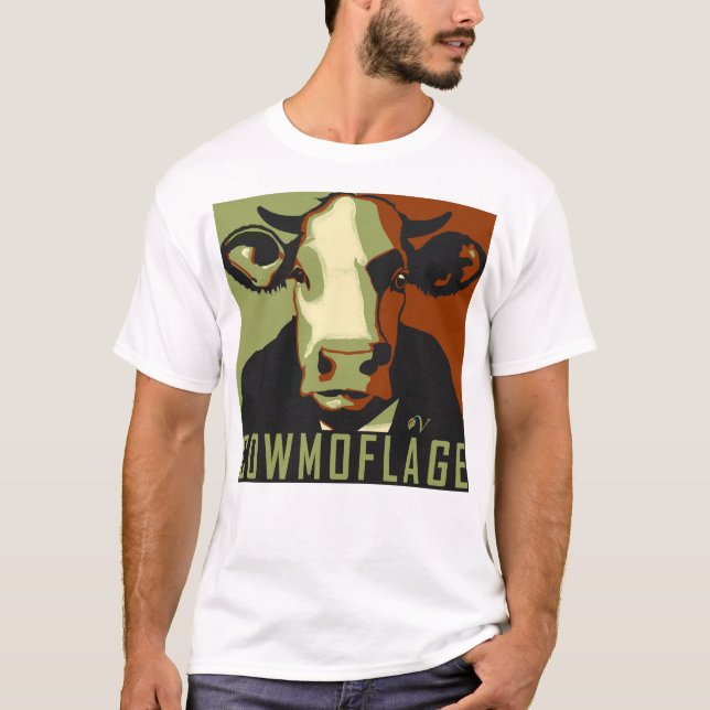 Camuflagem de Vaca Camisa Fun Pop Art Inspirada (Frente)