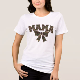 Camuflagem Mama Camiseta Feminina Casual