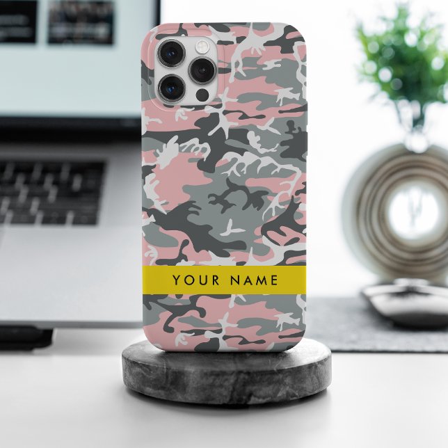 Camuflagem Rosa e Cinza Personalize seu nome (Criador carregado)