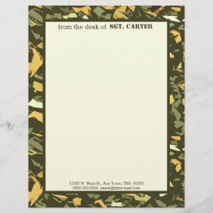 Camuflagem Verde Personalizada Letterhead