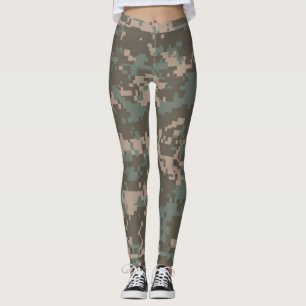 Camuflagem Verde Tan Leggings femininas