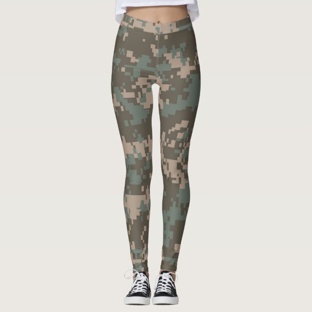 Camuflagem Verde Tan Leggings femininas (Frente)