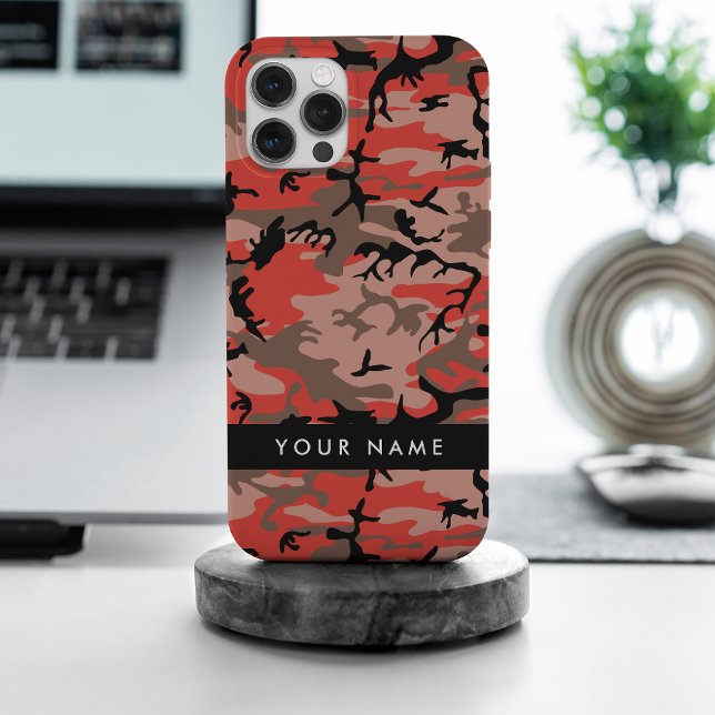 Camuflagem Vermelha e Marrom Personalize seu nome (Criador carregado)