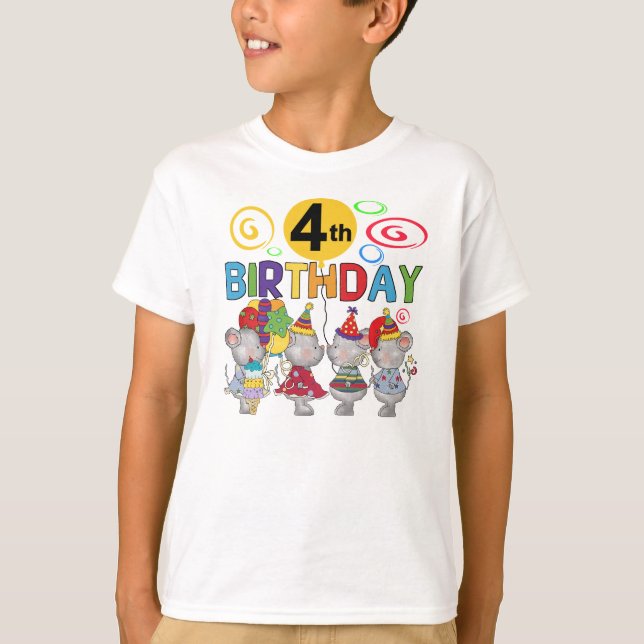 Camundongos 4.º t-shirts e presentes de aniversári (Frente)