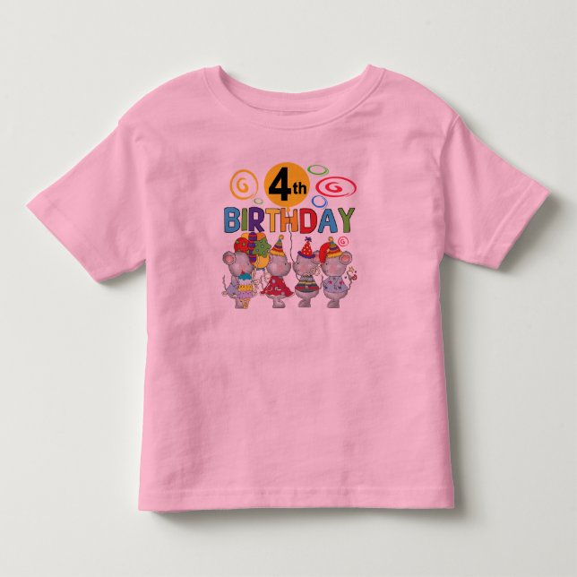 Camundongos 4.º t-shirts e presentes de aniversári (Frente)