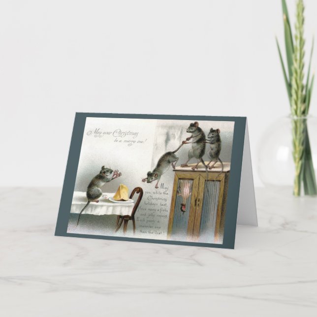 Camundongos de cartões de Natal vitorianos desfrut (Frente)