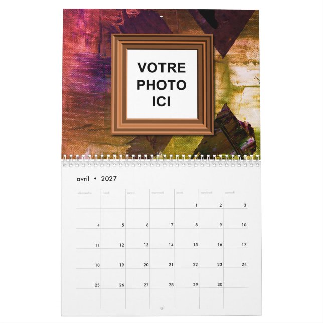 Canadá 2025 Calendário Francês Inserir Foto (Abr 2027)