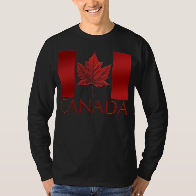 Canadá Bandeira Camisas Longa Folga Canadá Souveni (Frente)