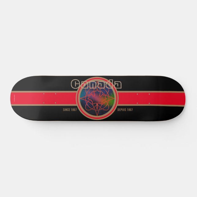 Canadá Desde 1867 Aurora (Preto) Skateboard (Horz)