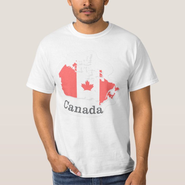 Canadá Flag T-Shirt - Flat Sticker Design (Frente)