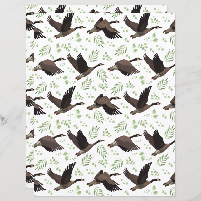 Canada Geese Scrapbook Paper (Frente/Verso)