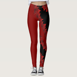 Canadá Mapear Leggings Foleadas de Folha Outono De
