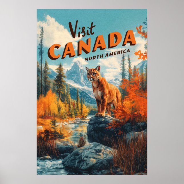 Canada Mountains Puma Travel Poster (Frente)