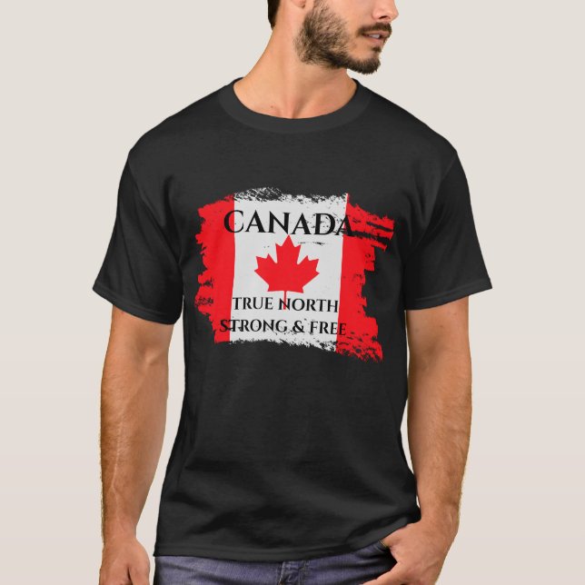 Canadá True North Strong e Free T-Shirt (Frente)