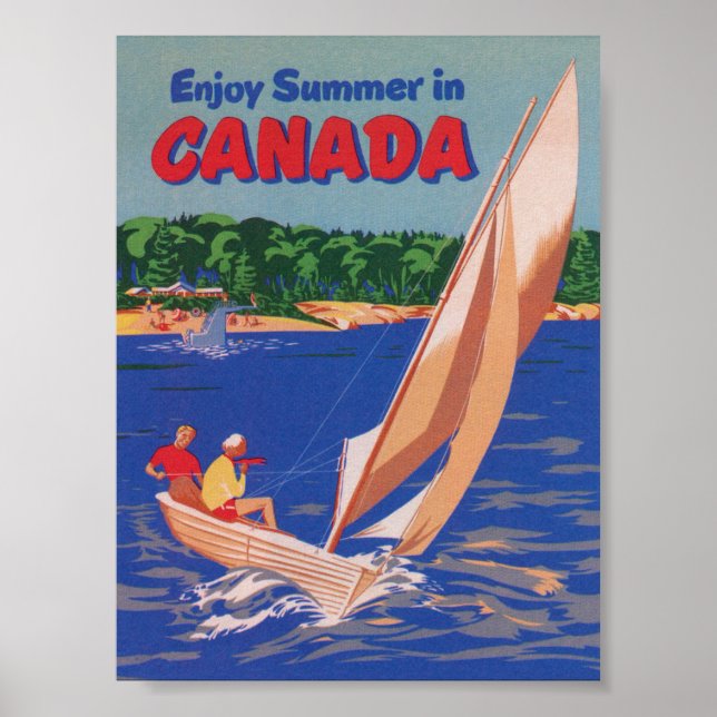 Canadá, veleiro, Poster de Viagens vintage (Frente)