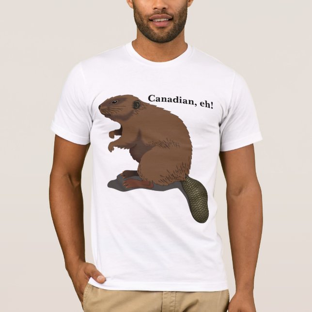 Canadense, eh! Camiseta de castor de desenho (Frente)