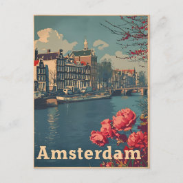 Canal Charm: Cartão postal Vintage Amsterdam