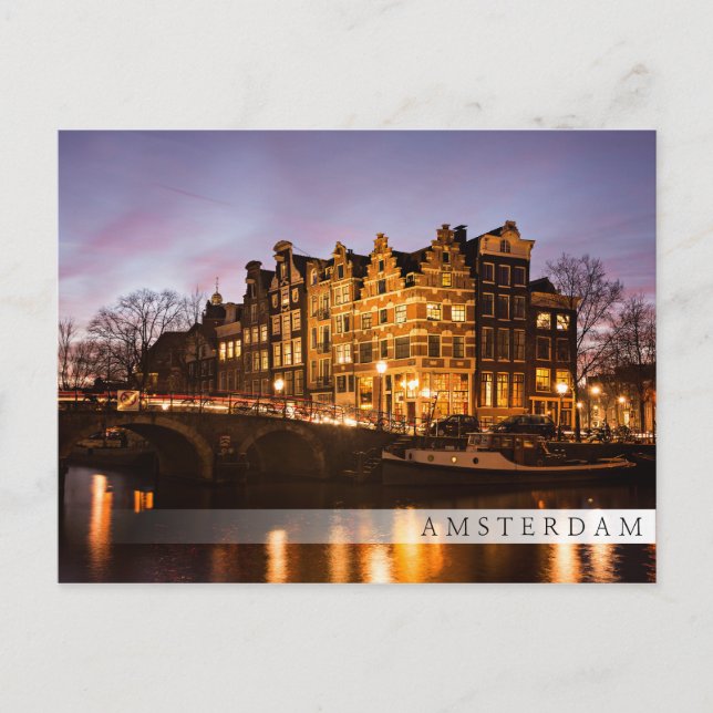 Canal de Amesterdã: cartão postal do bar do crepús (Frente)