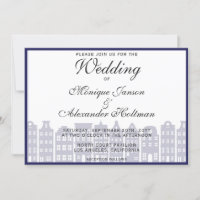 Canal de Amsterdã Casas Convite para Casamento Hol