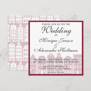 Canal de Amsterdã Casas Convite para Casamento Hol