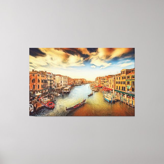 Canal de Veneza com gondolas Canvas (Frente)
