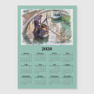 Canal em Veneza Itália Calendário Magnético 2026 C