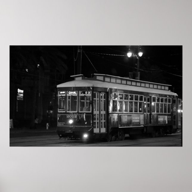 Canal Street Trolley (B&W) Poster (Frente)