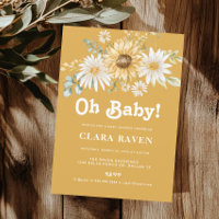 Canário Oh Bebê Chá de fraldas Floral Convite
