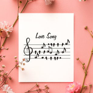 Canção de Amor Notas de Pássaro Arte Preto e Branc