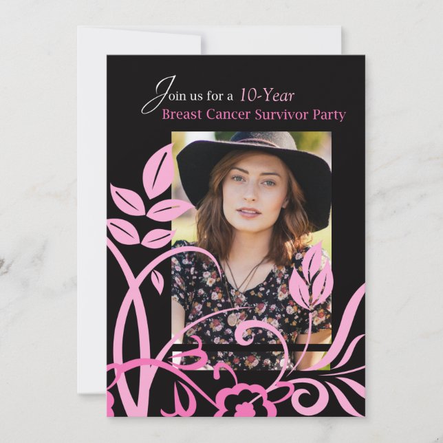 Cance de Mama de Convite para 10 Anos (Frente)