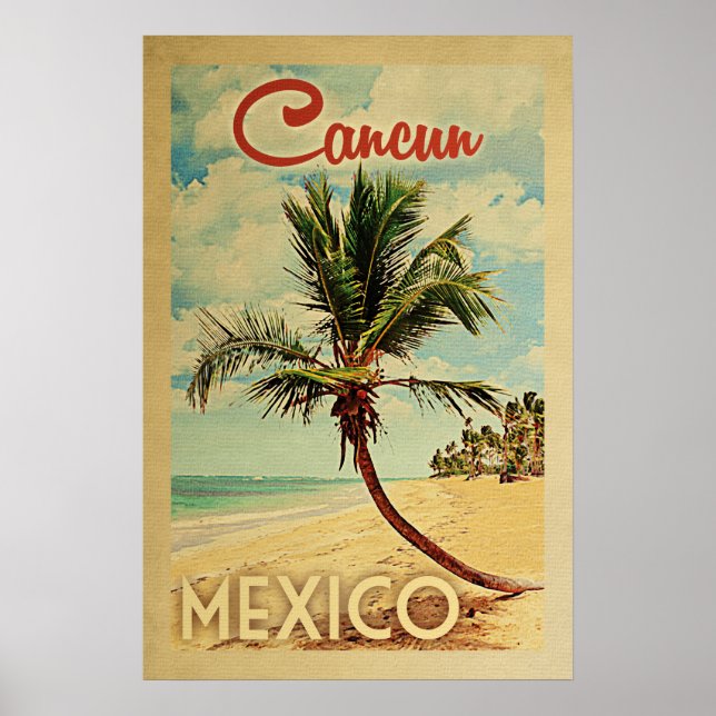 Cancelar Viagens vintage da Árvore Palm Poster (Frente)