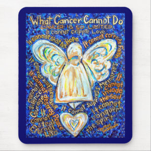 Cancer azul e Dourado Anjo Mousepad