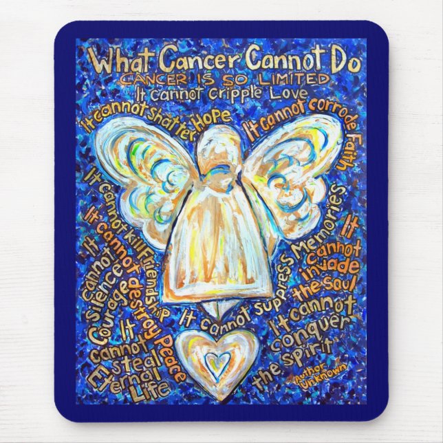 Cancer azul e Dourado Anjo Mousepad (Frente)