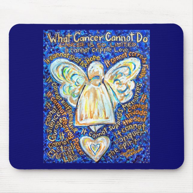 Cancer azul e Dourado Anjo Mousepad (Frente)