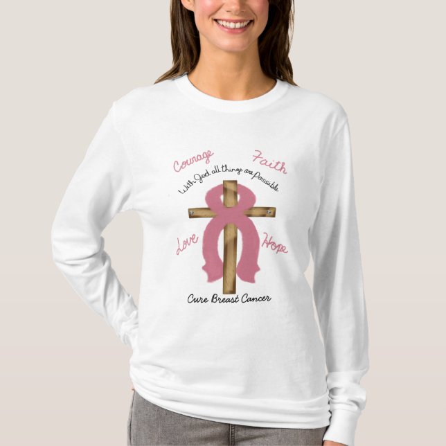 Cancro da mama com deus nós confiamos a camisa (Frente)