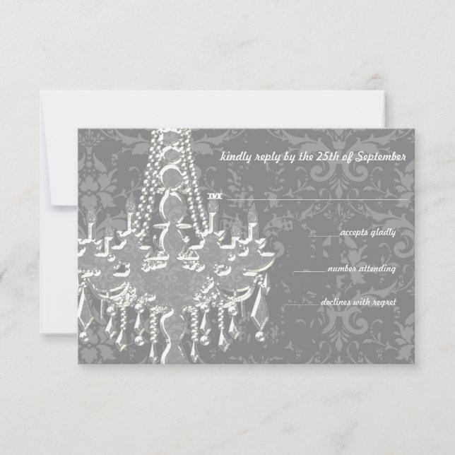 Candeeiros Damask Prata e Cinza RSVP de Casamento (Frente)