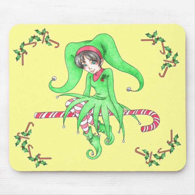 Candy Cane Elf Holiday Mousepad (Frente)