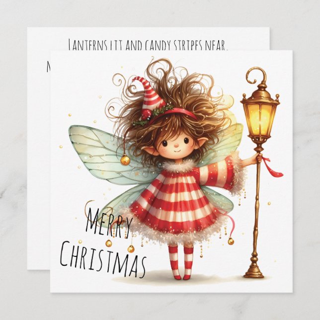 Candy Cane Fairy Holiday Card (Frente/Verso)