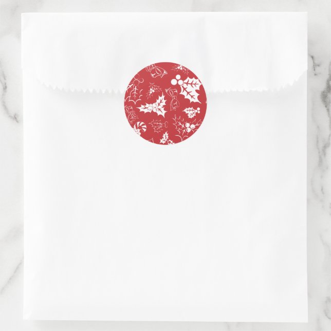 Candy Cane Holly | Adesivo de feriado vermelho e b (Bolsa)