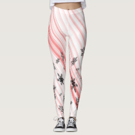 Candy Cane Snowflakes Spandex Leggings