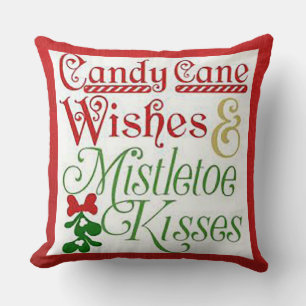 “Candy Cane Wishes/Mistletoe Kisses” Almofada Deco