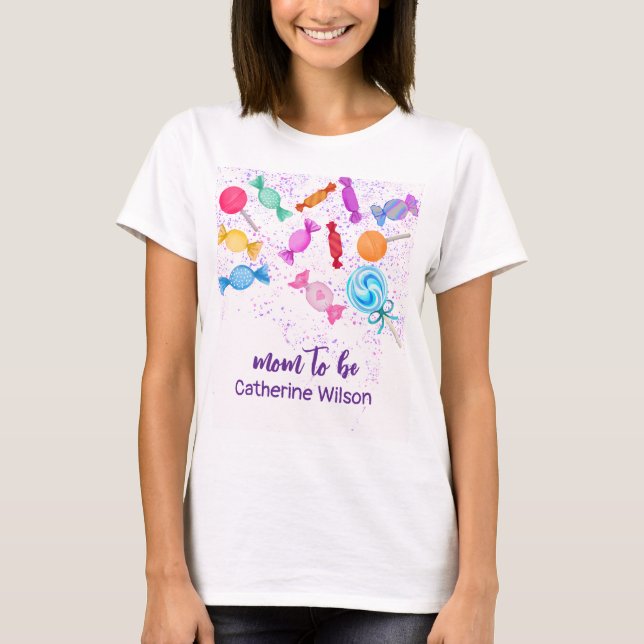 Candy Land Sweets Mãe de Gravidez para ser T-Shirt (Frente)