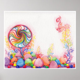 Candy Land Watercolor Impressão