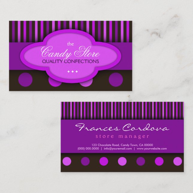 Candy Store Chocolates Confection Cartão de visita (Frente/Verso)