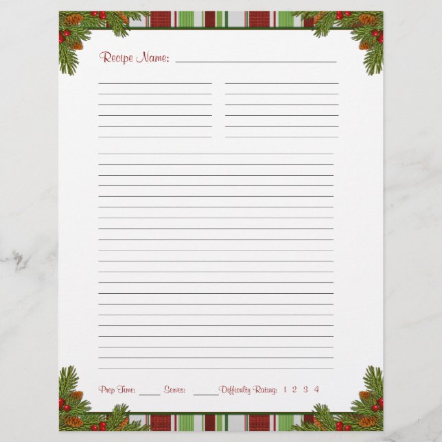 Candy Stripes Encadernação de Receita de Natal (Frente)