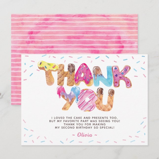 Candyland Birthday Cartões de agradecimentos (Frente/Verso)