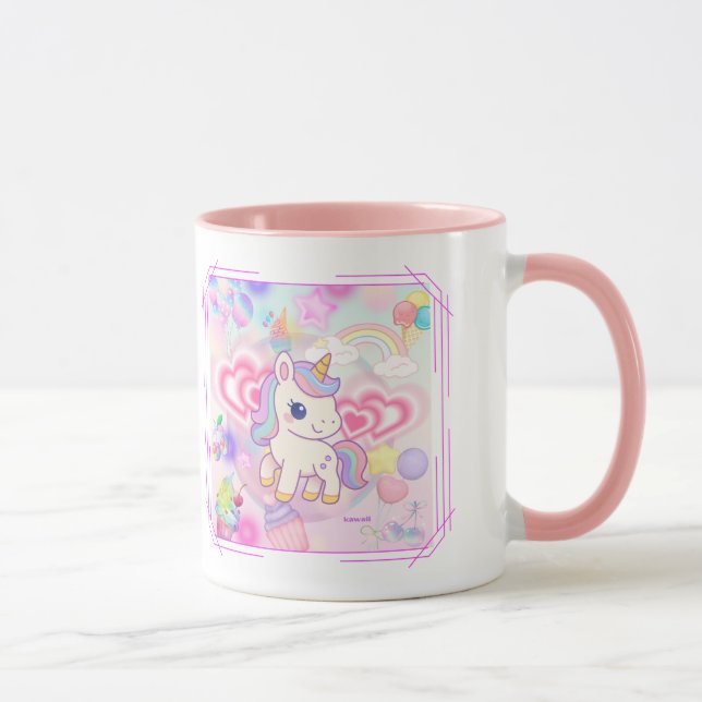 CANECA かわいいピンクのゆるふわユニコーン♡ (Direita)