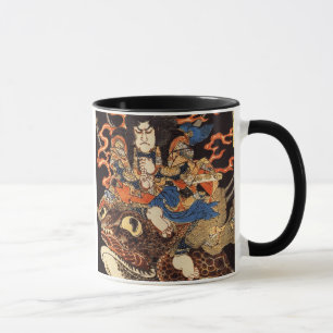 Caneca 侍と化け蛙, samurai do 国芳 e sapo gigante, Kuniyoshi,