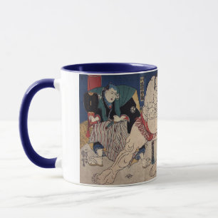 Caneca 相 撲, 国 芳 Sumo Luta, Kuniyoshi, Ukiyo-e