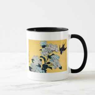 Caneca 葛飾北斎木版画 do "紫陽花と燕"
